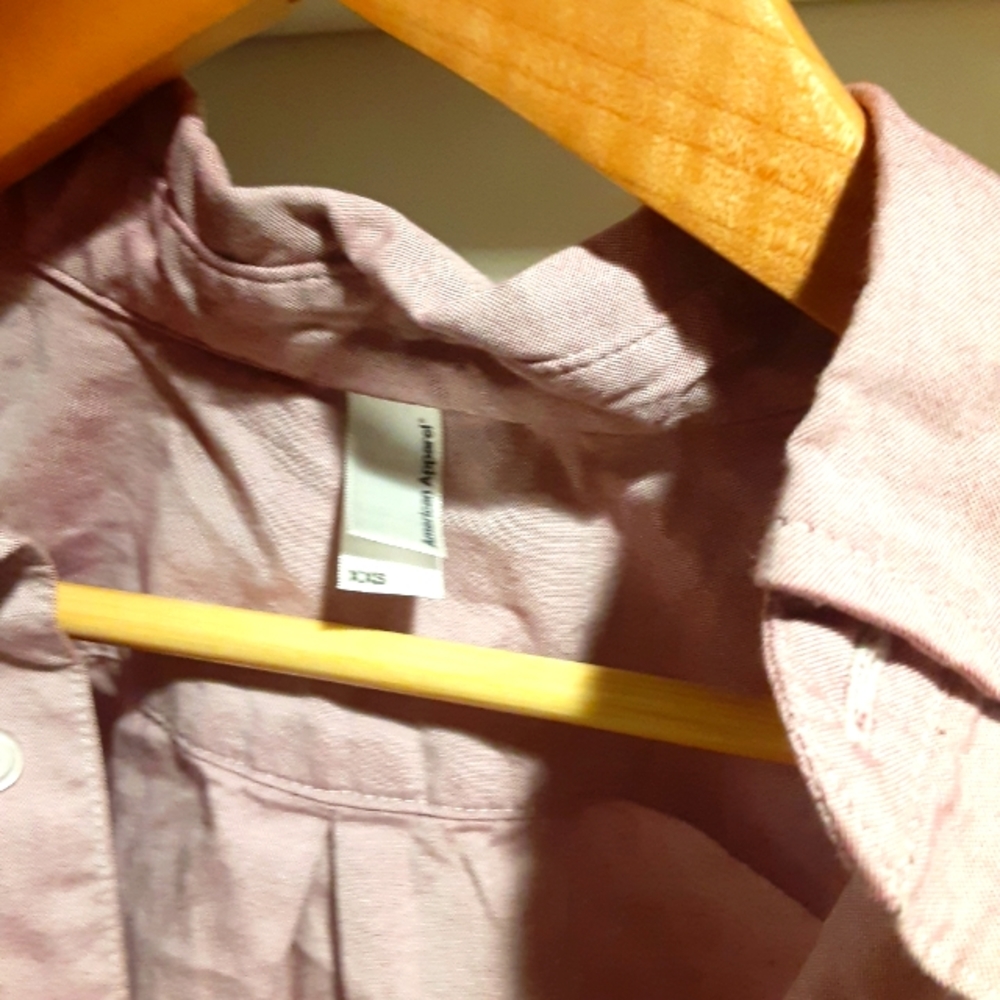 American Apparel Lavendar Colored Collard Womens Long Sleeved Shirt XXS